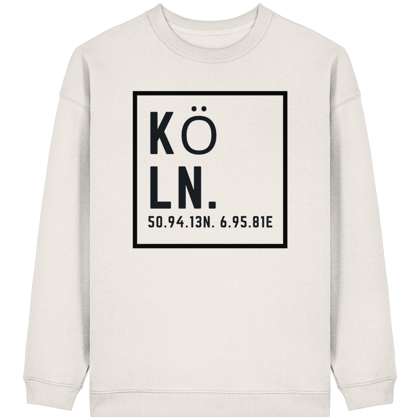 Köln Koordinaten (großer Druck auf der Brust) - Womens Organic Oversized Sweatshirt