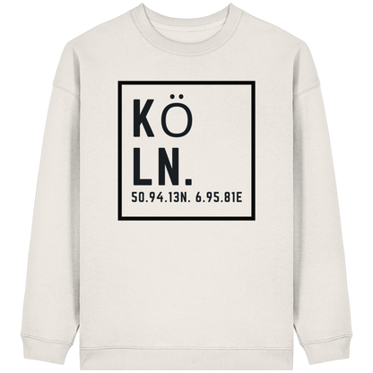 Köln Koordinaten (großer Druck auf der Brust) - Womens Organic Oversized Sweatshirt