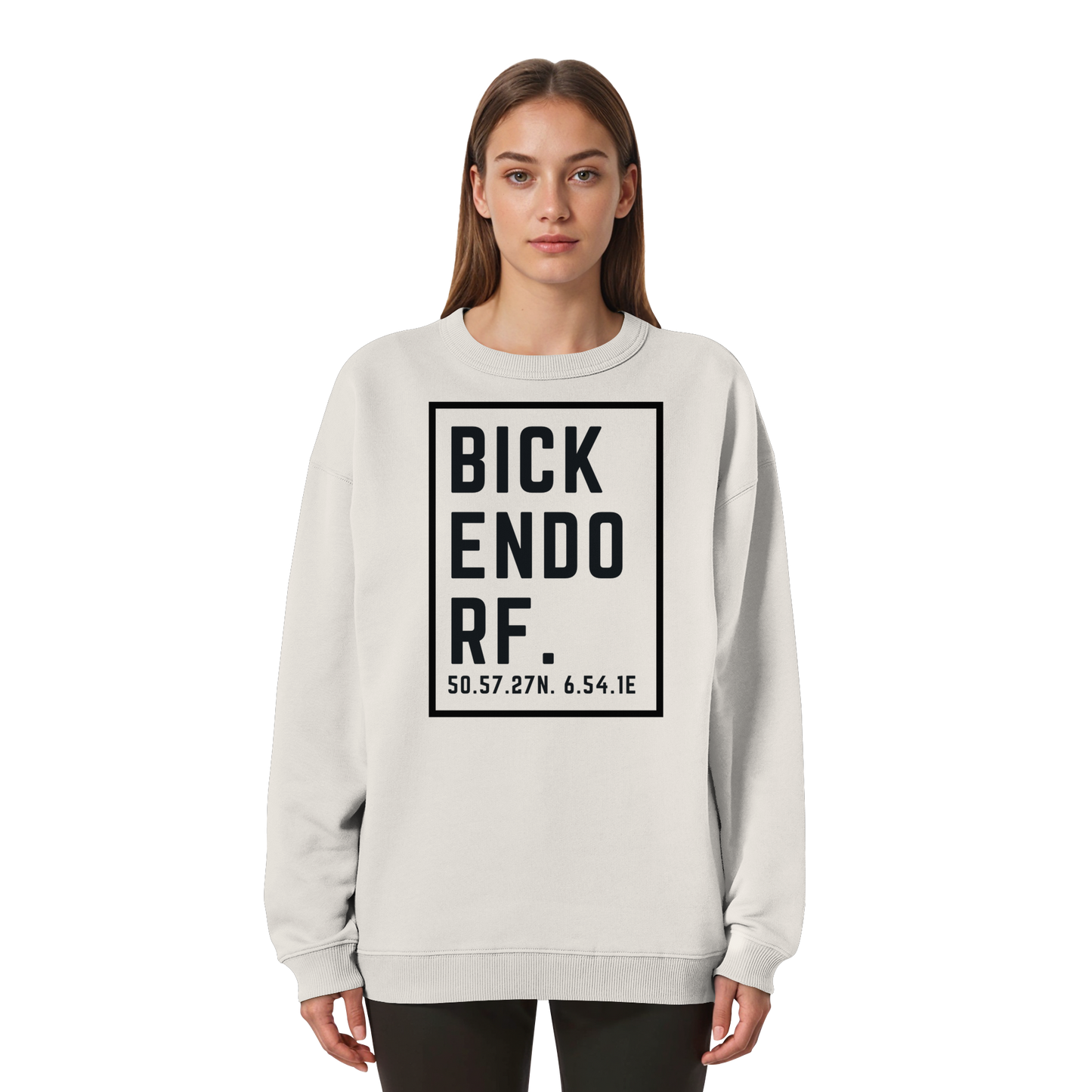 Bickendorf Koordinaten (großer Druck auf der Brust) - Womens Organic Oversized Sweatshirt