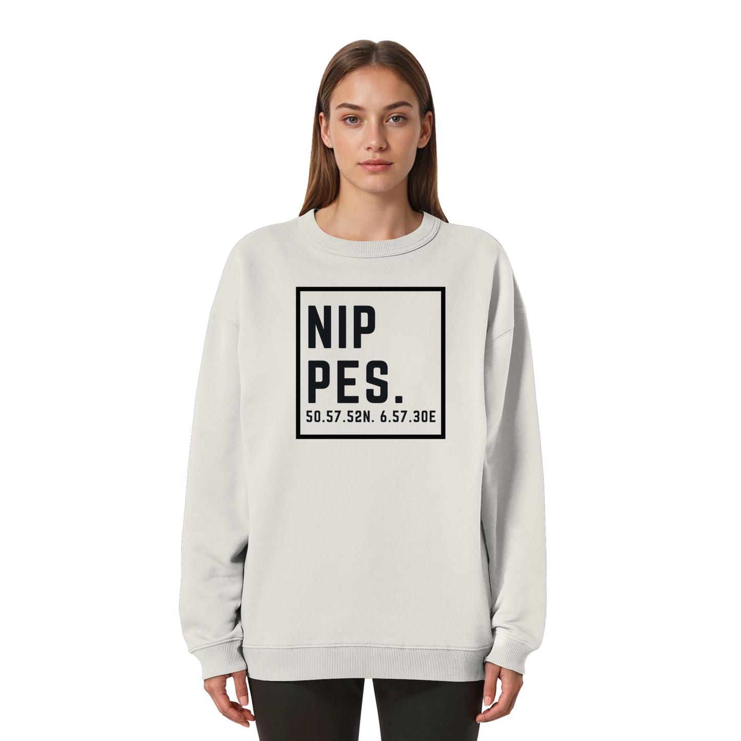 Nippes Koordinaten (großer Druck auf der Brust) - Womens Organic Oversized Sweatshirt