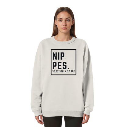 Nippes Koordinaten (großer Druck auf der Brust) - Womens Organic Oversized Sweatshirt