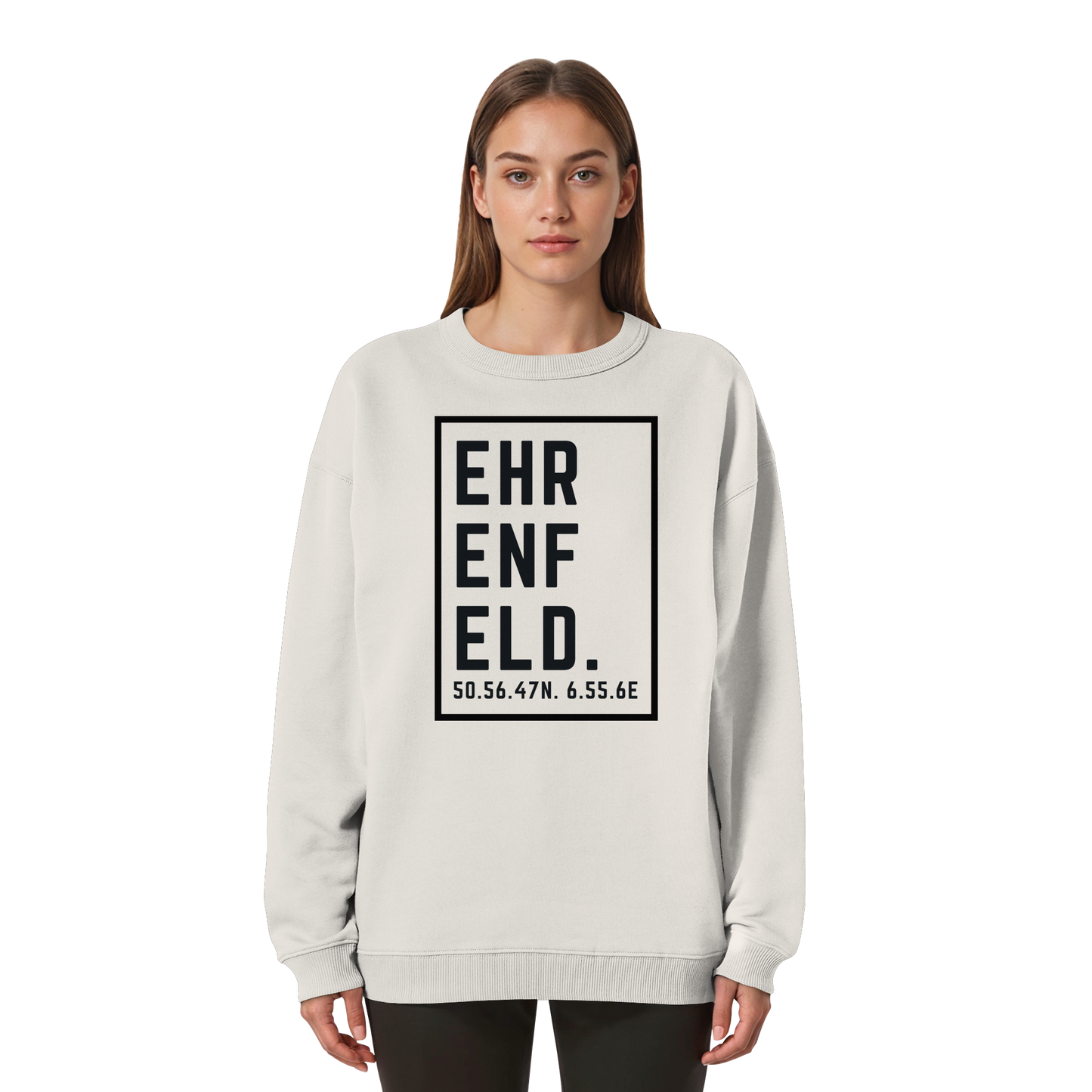 Ehrenfeld Koordinaten (großer Druck auf der Brust) - Womens Organic Oversized Sweatshirt