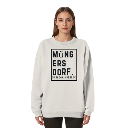 Müngersdorf Koordinaten (großer Druck auf der Brust) - Womens Organic Oversized Sweatshirt