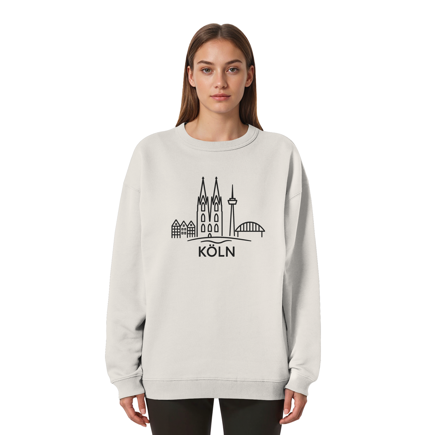 Köln Skyline (großer Druck auf der Brust) - Womens Organic Oversized Sweatshirt