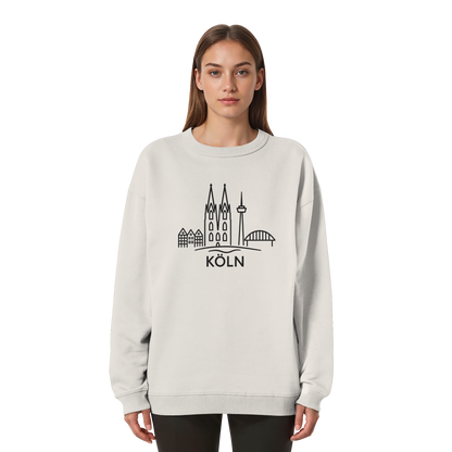 Köln Skyline (großer Druck auf der Brust) - Womens Organic Oversized Sweatshirt