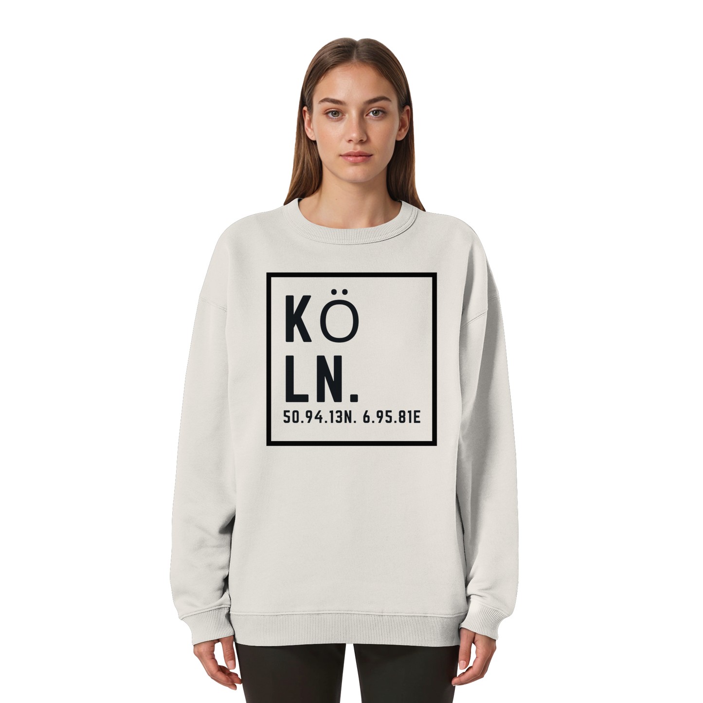 Köln Koordinaten (großer Druck auf der Brust) - Womens Organic Oversized Sweatshirt