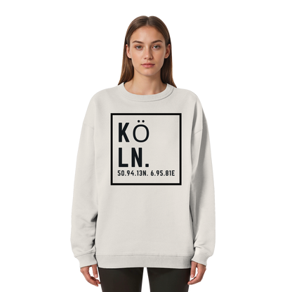 Köln Koordinaten (großer Druck auf der Brust) - Womens Organic Oversized Sweatshirt