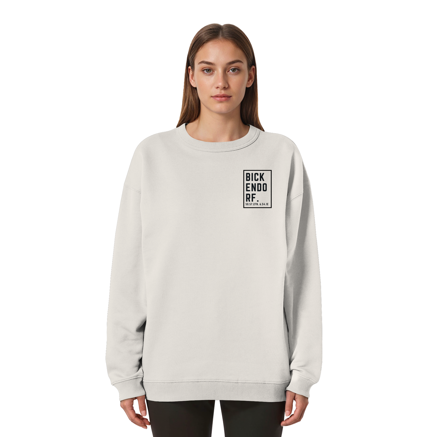 Bickendorf Koordinaten (kleiner Druck auf der Brust) - Womens Organic Oversized Sweatshirt