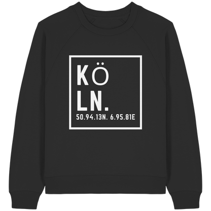 Köln Koordinaten (großer Druck auf der Brust) - Womens Organic Raglan Sweatshirt
