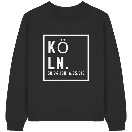 Köln Koordinaten (großer Druck auf der Brust) - Womens Organic Raglan Sweatshirt