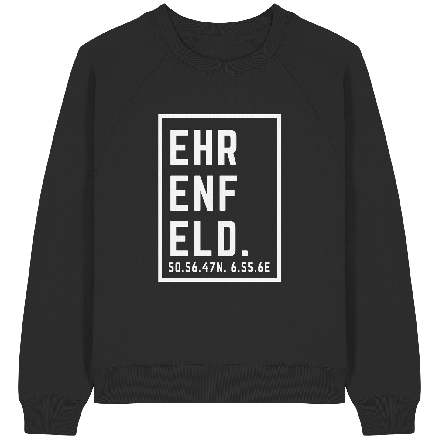 Ehrenfeld Koordinaten (großer Druck auf der Brust) - Womens Organic Raglan Sweatshirt