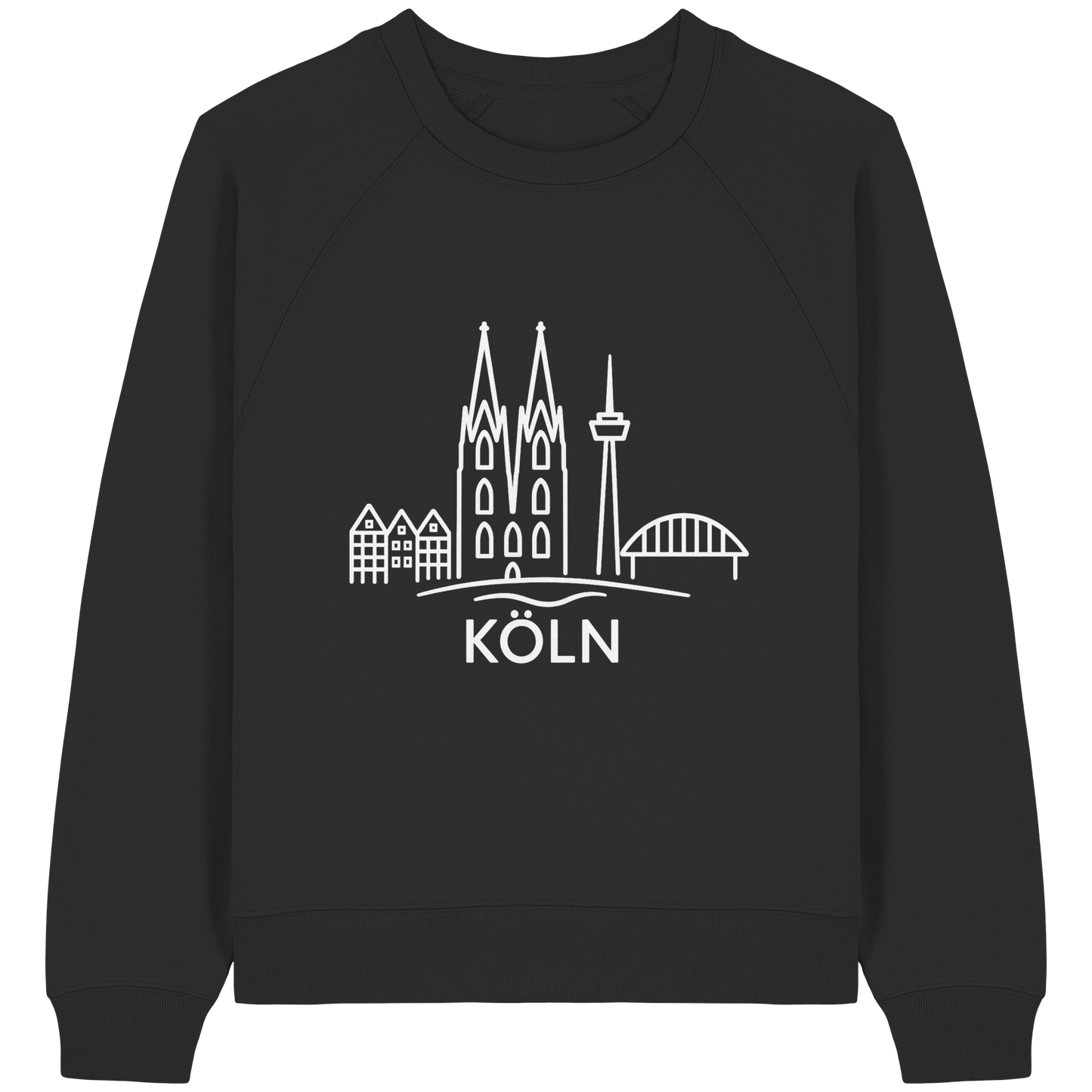 Köln Skyline (großer Druck auf der Brust) - Womens Organic Raglan Sweatshirt