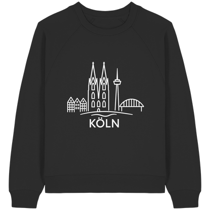 Köln Skyline (großer Druck auf der Brust) - Womens Organic Raglan Sweatshirt