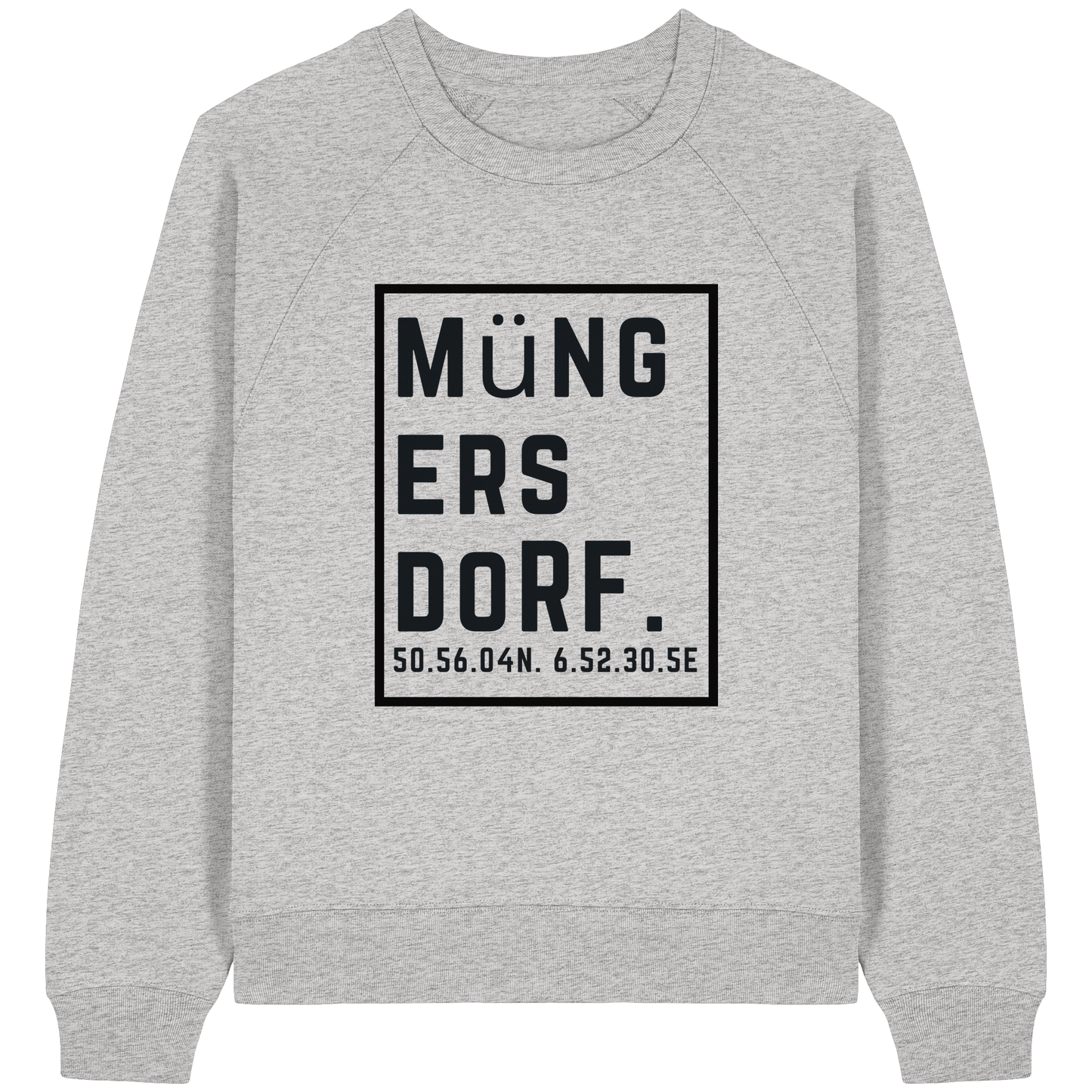 Müngersdorf Koordinaten (großer Druck auf der Brust) - Womens Organic Raglan Sweatshirt