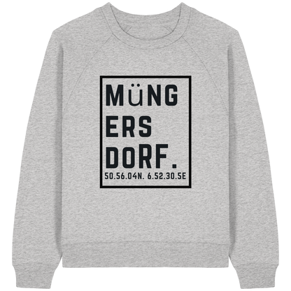 Müngersdorf Koordinaten (großer Druck auf der Brust) - Womens Organic Raglan Sweatshirt