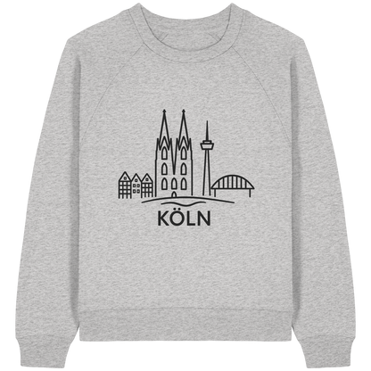 Köln Skyline (großer Druck auf der Brust) - Womens Organic Raglan Sweatshirt