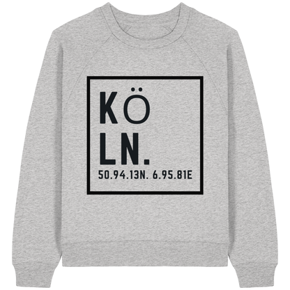 Köln Koordinaten (großer Druck auf der Brust) - Womens Organic Raglan Sweatshirt