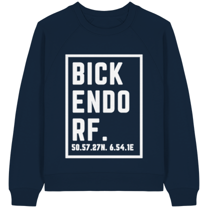 Bickendorf Koordinaten (großer Druck auf der Brust) - Womens Organic Raglan Sweatshirt