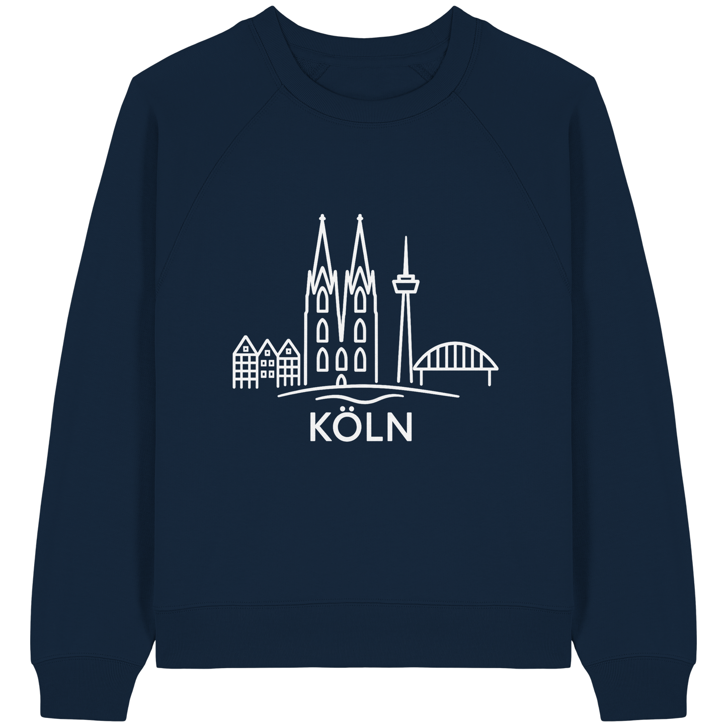 Köln Skyline (großer Druck auf der Brust) - Womens Organic Raglan Sweatshirt