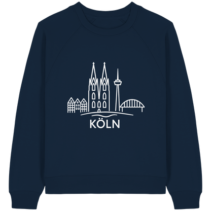 Köln Skyline (großer Druck auf der Brust) - Womens Organic Raglan Sweatshirt