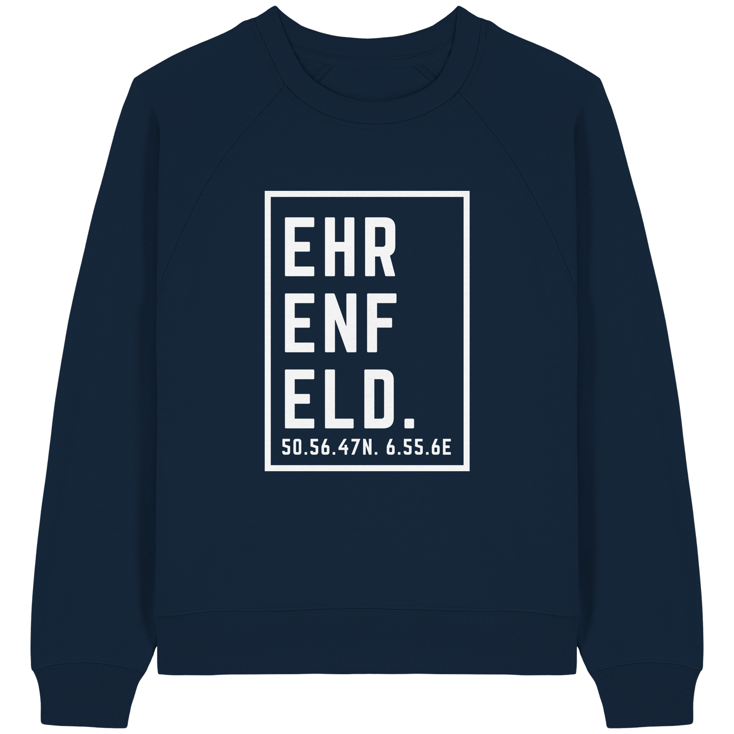 Ehrenfeld Koordinaten (großer Druck auf der Brust) - Womens Organic Raglan Sweatshirt