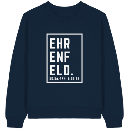 Ehrenfeld Koordinaten (großer Druck auf der Brust) - Womens Organic Raglan Sweatshirt