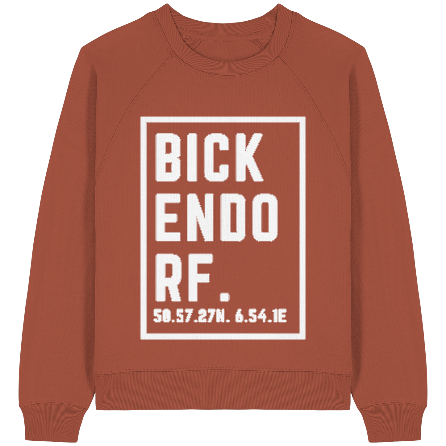 Bickendorf Koordinaten (großer Druck auf der Brust) - Womens Organic Raglan Sweatshirt