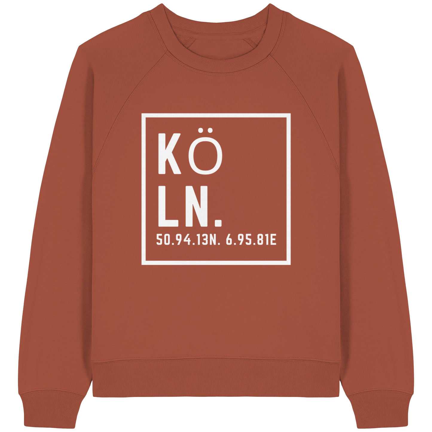 Köln Koordinaten (großer Druck auf der Brust) - Womens Organic Raglan Sweatshirt