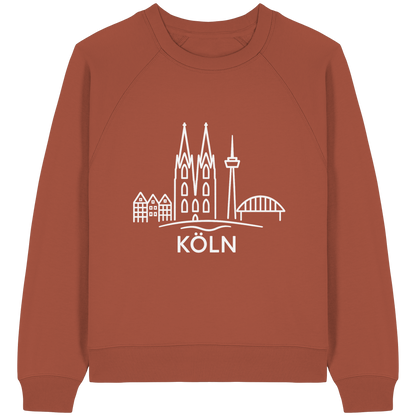 Köln Skyline (großer Druck auf der Brust) - Womens Organic Raglan Sweatshirt