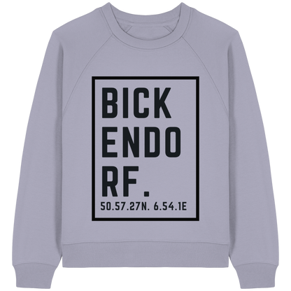 Bickendorf Koordinaten (großer Druck auf der Brust) - Womens Organic Raglan Sweatshirt