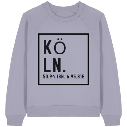 Köln Koordinaten (großer Druck auf der Brust) - Womens Organic Raglan Sweatshirt