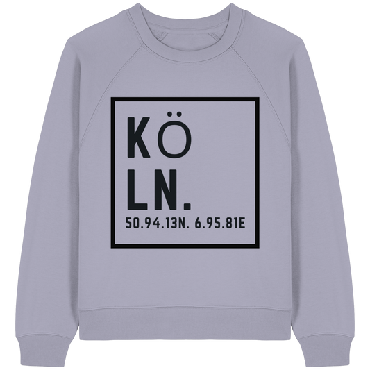 Köln Koordinaten (großer Druck auf der Brust) - Womens Organic Raglan Sweatshirt