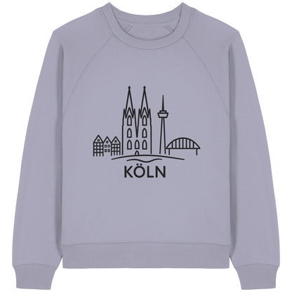 Köln Skyline (großer Druck auf der Brust) - Womens Organic Raglan Sweatshirt