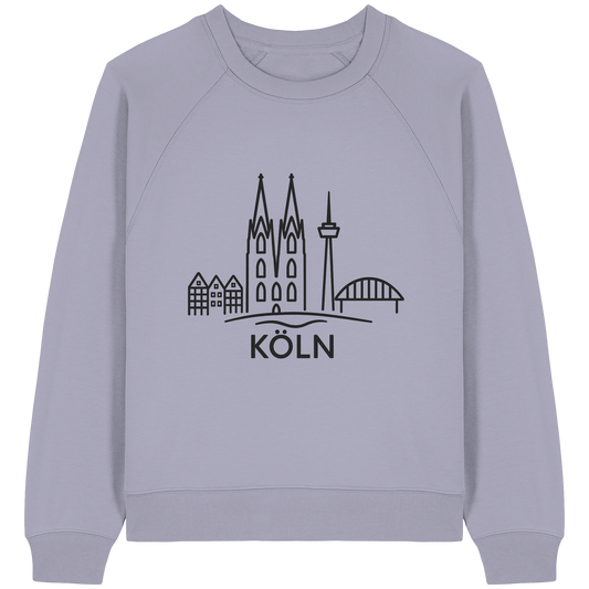 Köln Skyline (großer Druck auf der Brust) - Womens Organic Raglan Sweatshirt