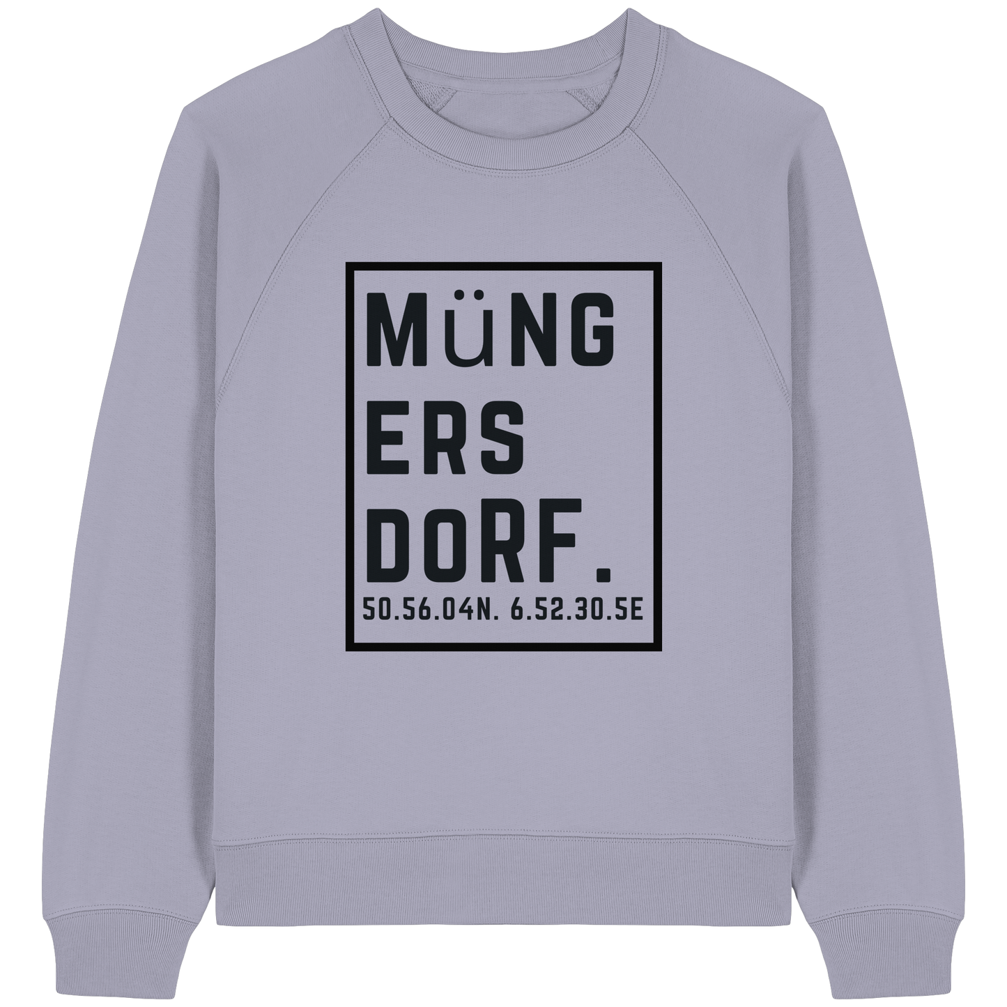Müngersdorf Koordinaten (großer Druck auf der Brust) - Womens Organic Raglan Sweatshirt