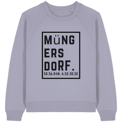 Müngersdorf Koordinaten (großer Druck auf der Brust) - Womens Organic Raglan Sweatshirt