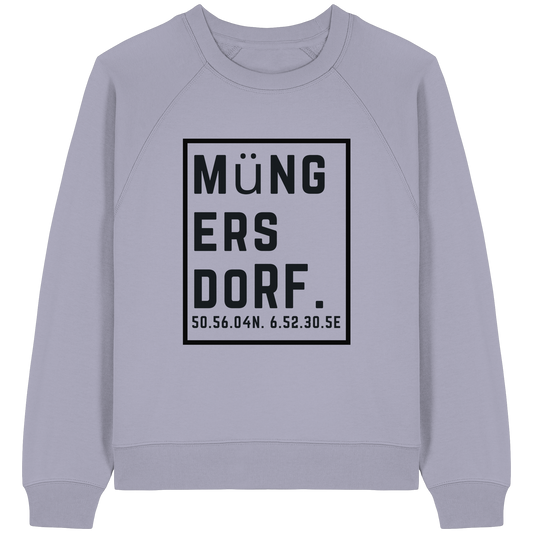 Müngersdorf Koordinaten (großer Druck auf der Brust) - Womens Organic Raglan Sweatshirt