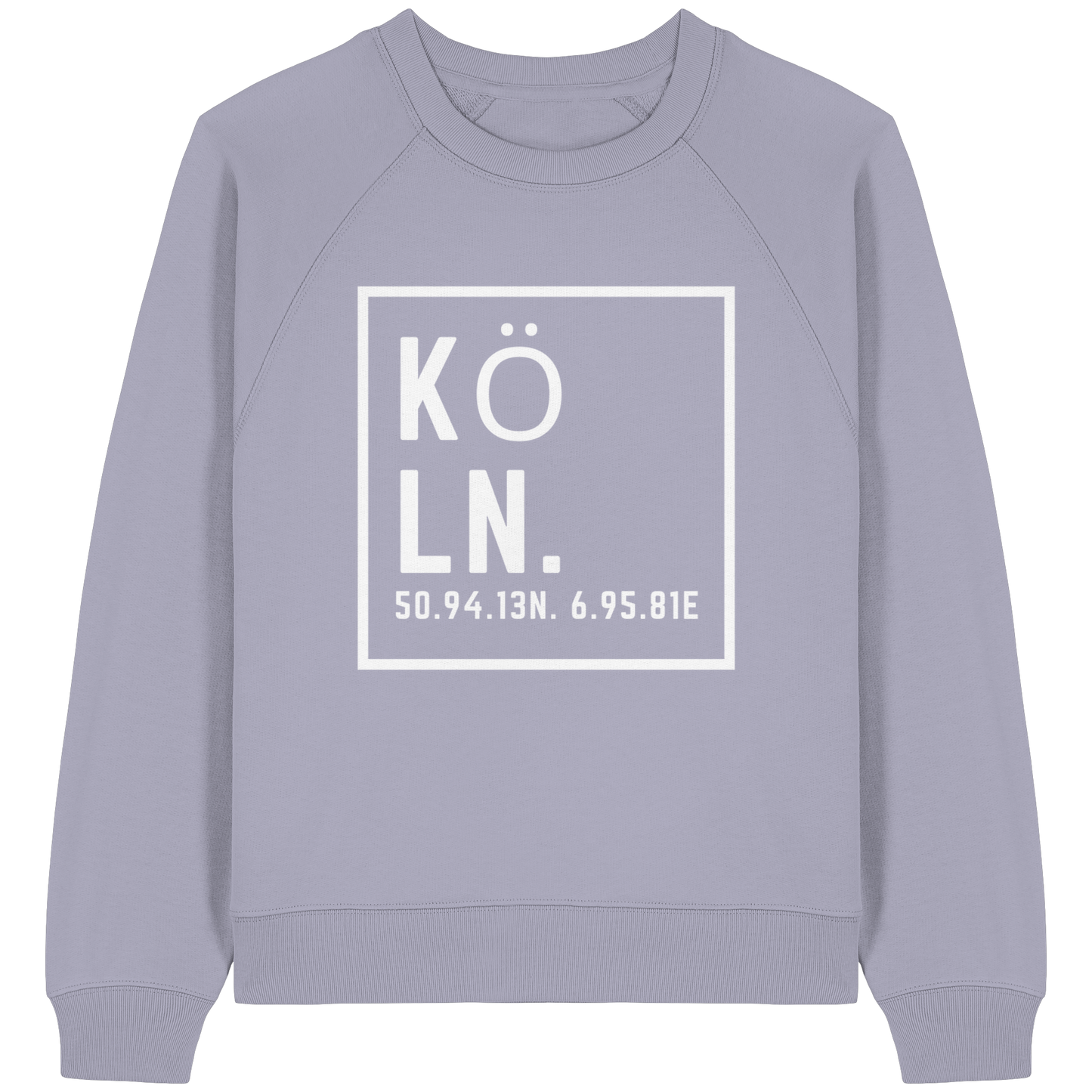 Köln Koordinaten (großer Druck auf der Brust) - Womens Organic Raglan Sweatshirt