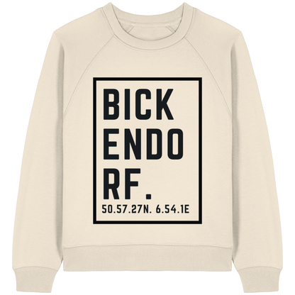 Bickendorf Koordinaten (großer Druck auf der Brust) - Womens Organic Raglan Sweatshirt