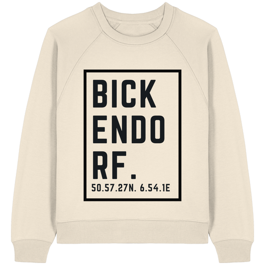 Bickendorf Koordinaten (großer Druck auf der Brust) - Womens Organic Raglan Sweatshirt