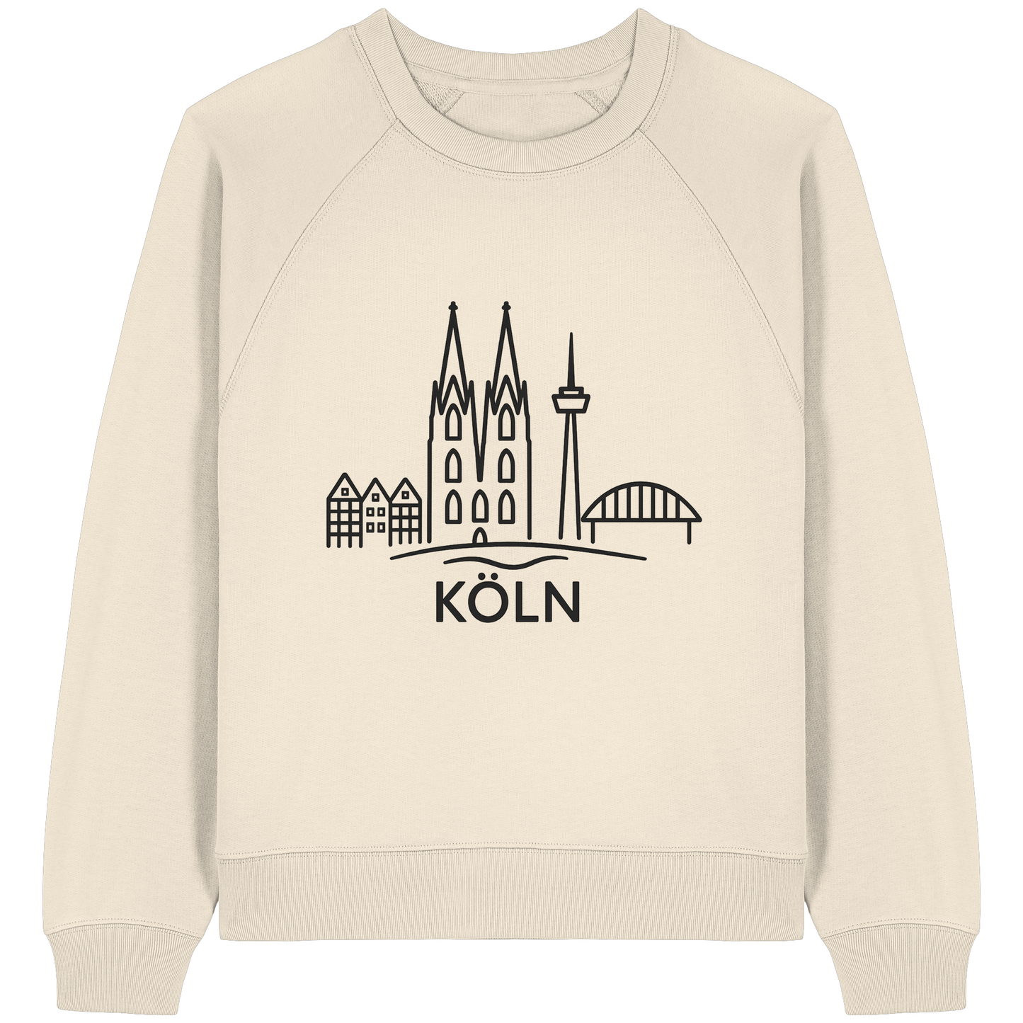 Köln Skyline (großer Druck auf der Brust) - Womens Organic Raglan Sweatshirt