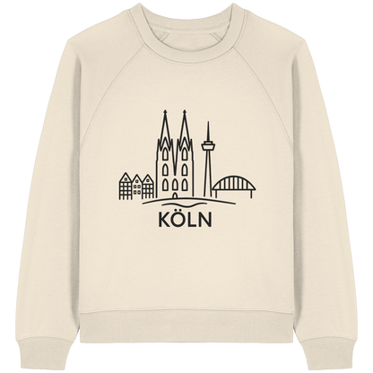 Köln Skyline (großer Druck auf der Brust) - Womens Organic Raglan Sweatshirt