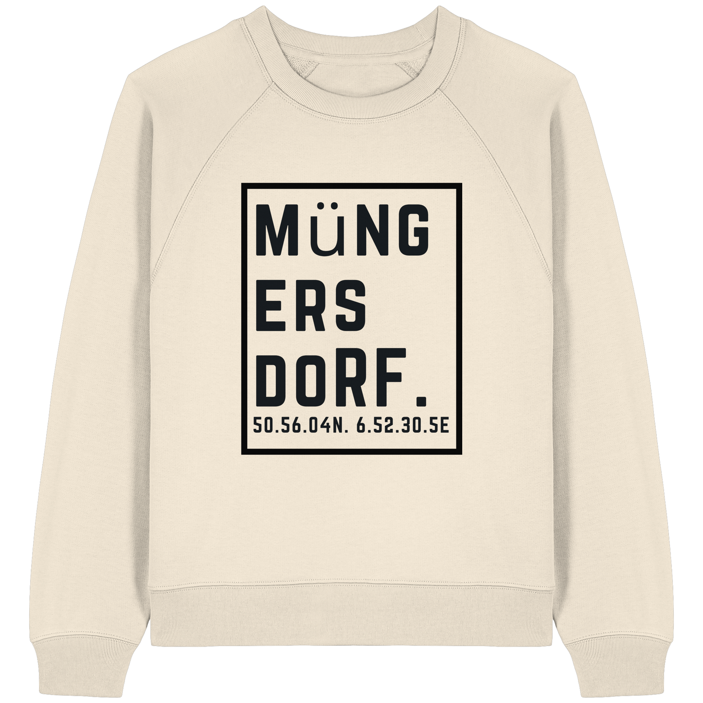 Müngersdorf Koordinaten (großer Druck auf der Brust) - Womens Organic Raglan Sweatshirt
