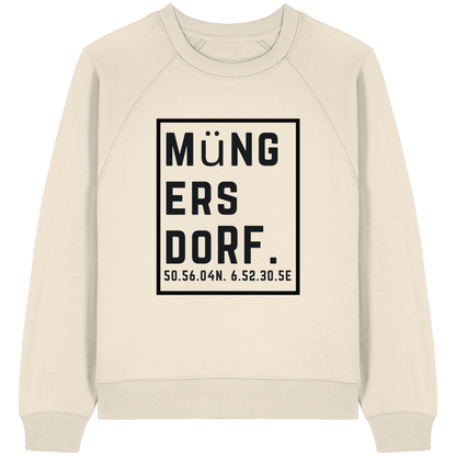Müngersdorf Koordinaten (großer Druck auf der Brust) - Womens Organic Raglan Sweatshirt