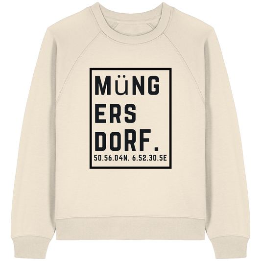 Müngersdorf Koordinaten (großer Druck auf der Brust) - Womens Organic Raglan Sweatshirt