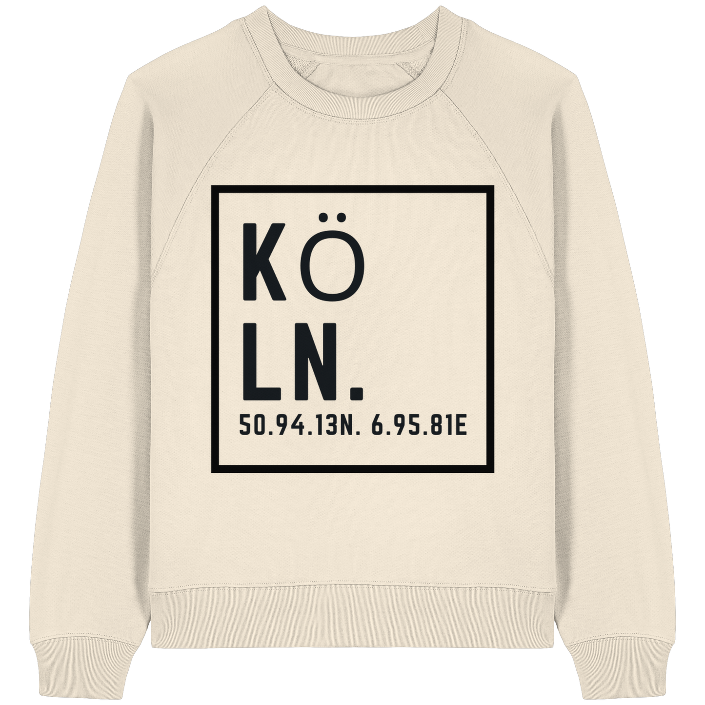 Köln Koordinaten (großer Druck auf der Brust) - Womens Organic Raglan Sweatshirt