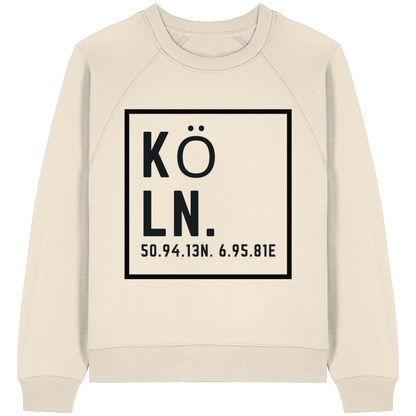 Köln Koordinaten (großer Druck auf der Brust) - Womens Organic Raglan Sweatshirt