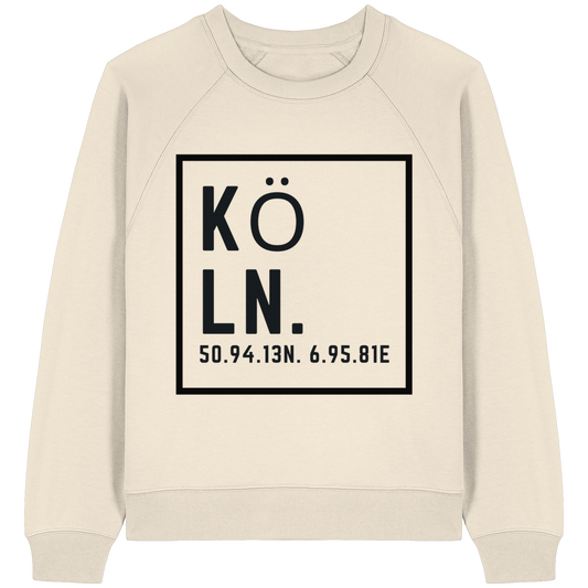 Köln Koordinaten (großer Druck auf der Brust) - Womens Organic Raglan Sweatshirt