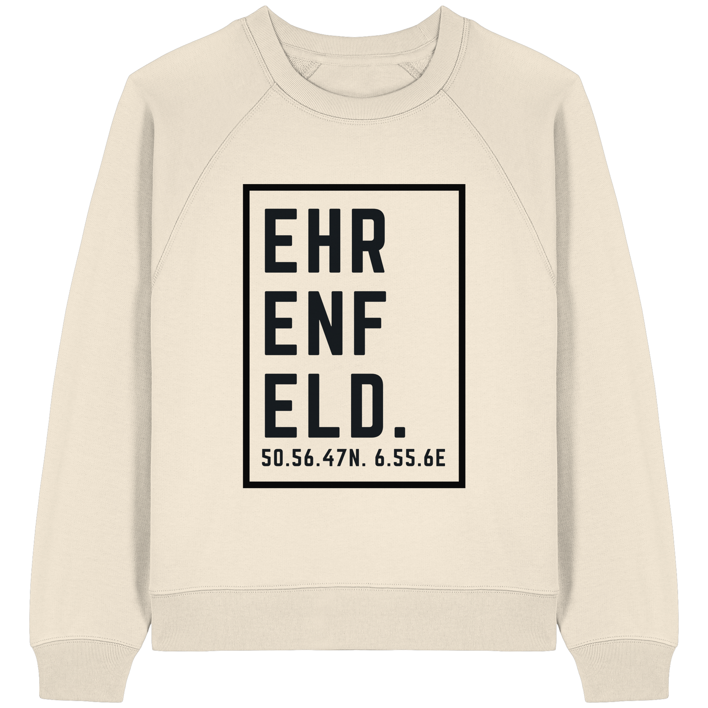 Ehrenfeld Koordinaten (großer Druck auf der Brust) - Womens Organic Raglan Sweatshirt