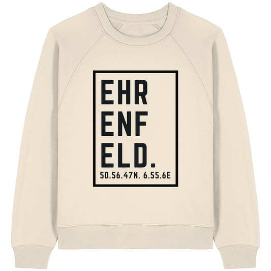 Ehrenfeld Koordinaten (großer Druck auf der Brust) - Womens Organic Raglan Sweatshirt